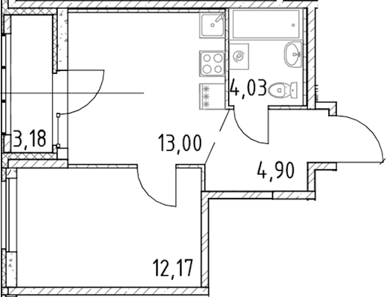 1-комнатная квартира 34.1 м², 11/23 эт., ЖК «Город Первых»